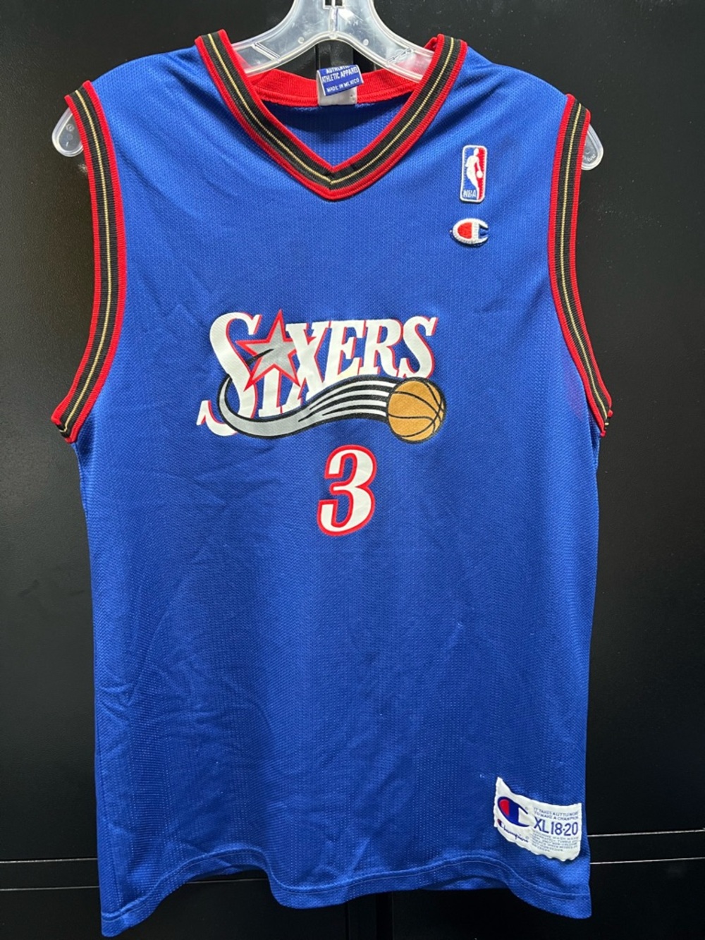 Champion Blue Sixers #3 Basketball Jersey with Red & Black Trim